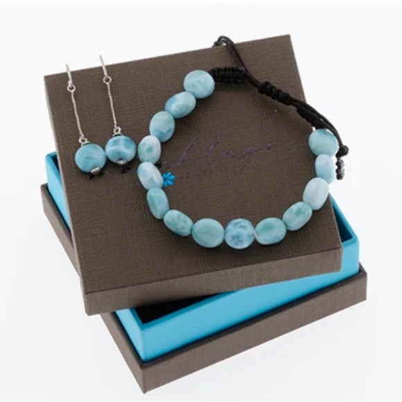 marahlago Jewelry - Blue Beaded Bracelet Jewelry set with earrings
